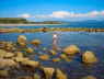 paddling in the rock pools